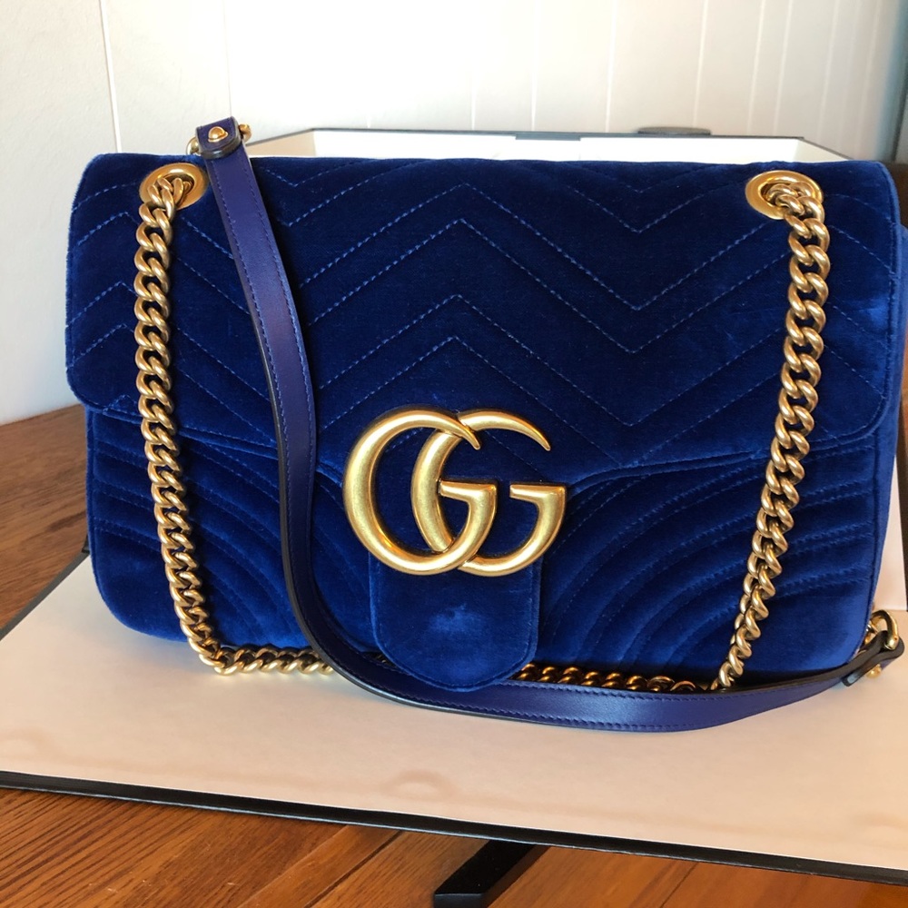 Gucci GG Marmont Velvet Medium Chain Shoulder Bag